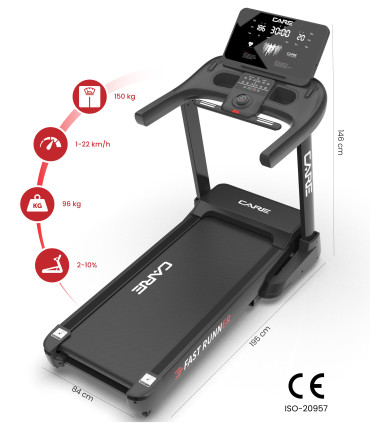 Tapis de course connecté 22 km/h - CARE - Fast Runner SP