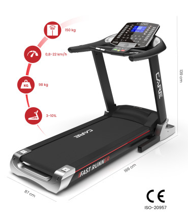 Tapis de course connecté - 22km/h - CARE - FAST RUNNER - Reconditionné