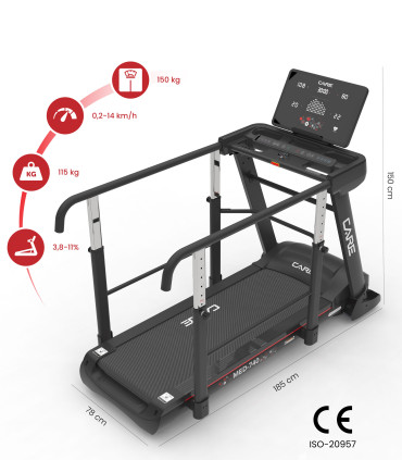 Tapis de course avec barres de maintien - 14km/h - MED-740 - MEDLINE - Reconditionné