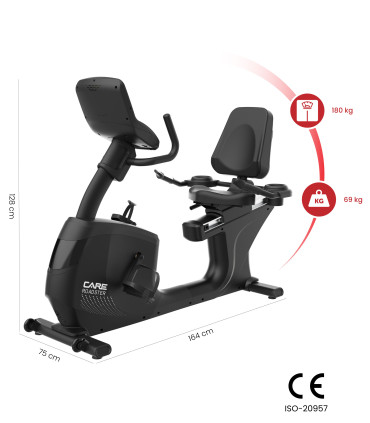 Vélo semi allongé ROADSTER TFT auto-alimenté CARE - ergomètre connecté - Reconditionné