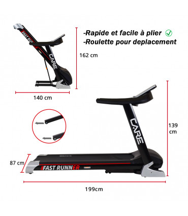 Tapis de course connecté - 22km/h - CARE - FAST RUNNER - Reconditionné