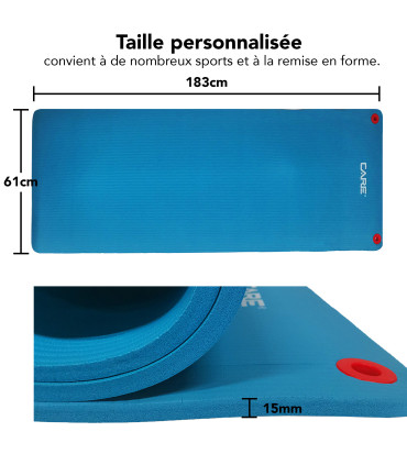 Natte de gym roulée avec œillets  - 183*61*1.5 cm – CARE
