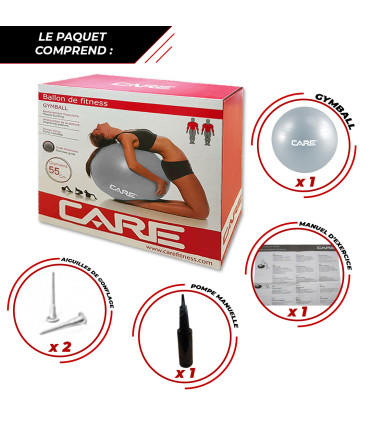Gym Ball 55cm anti-burst met pomp - CARE