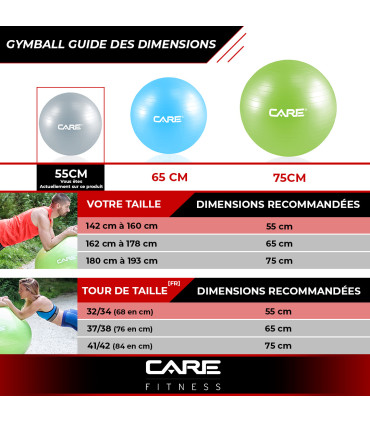 Gym Ball 55cm anti-burst met pomp - CARE