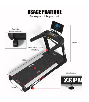 Professionele loopband - 24km/u - CARE - ZEPHYR