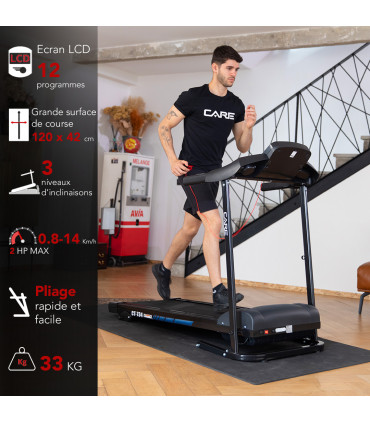 Tapis de course connecté - 14km/h - CARE - CT-734-2 FBA - KINOMAP