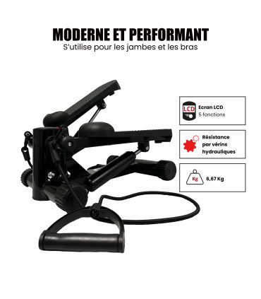 Mini stepper met teller en weerstandsbanden - CARE - SM-842