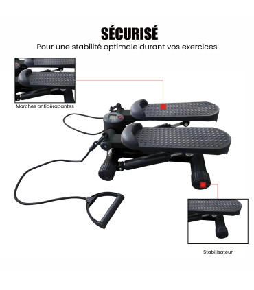 Mini stepper avec compteur et bandes de résistance - CARE - SM-842