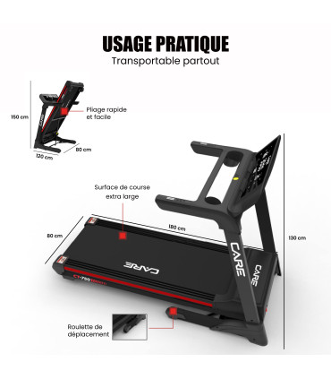 Verbonden loopband - 20km/u - CARE -FBA CT-750 - KINOMAP